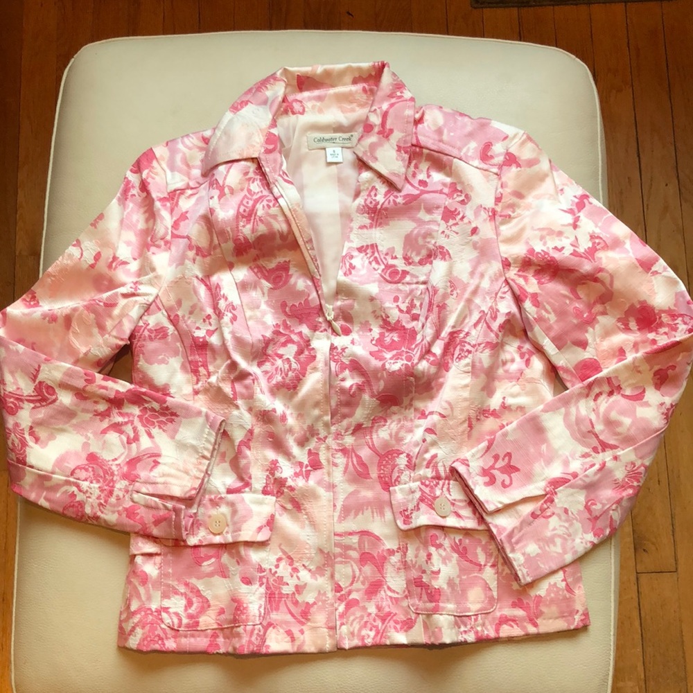 Coldwater Creek pink/white zip front jacket